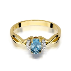 Pierścionek zaręczynowy z żółtego złota z topazem i diamentami 0,06ct Fire Of Love