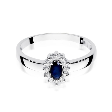 Przejdź do produktu Pierścionek zaręczynowy z białego złota z szafirem i diamentami 0,10ct Fire Of Love