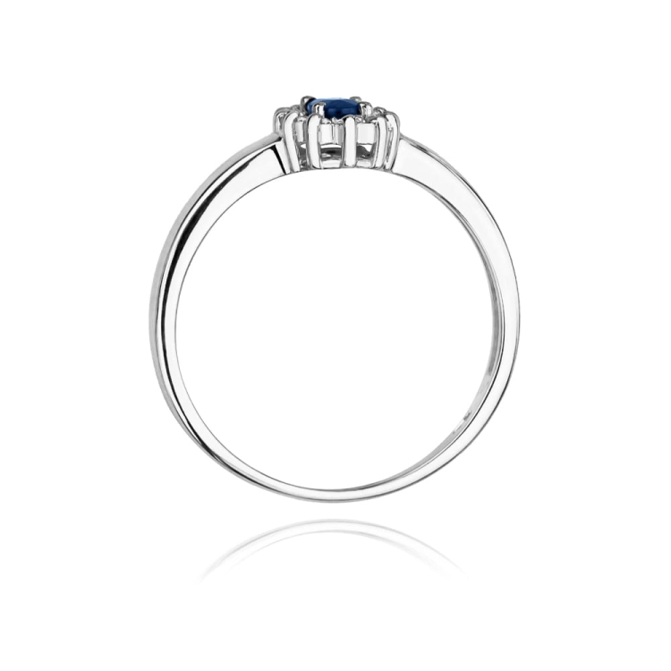 Pierścionek zaręczynowy z białego złota z szafirem i diamentami 0,10ct Fire Of Love