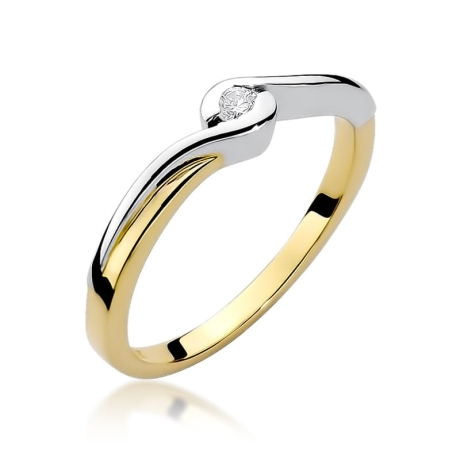 Przejdź do produktu Pierścionek zaręczynowy z żółtego złota z diamentem 0,05ct Fire Of Love