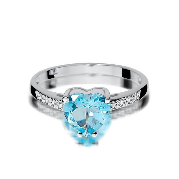 Pierścionek zaręczynowy z białego złota z topazem i diamentami 0,04ct Fire Of Love