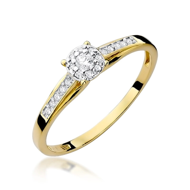 Pierścionek zaręczynowy z żółtego złota z diamentami 0,13ct Fire Of Love