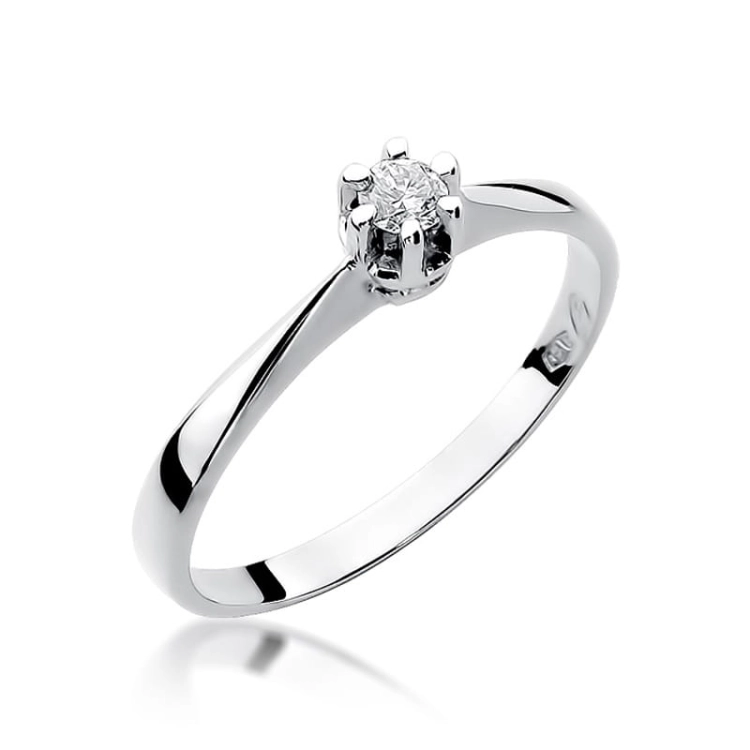 Pierścionek zaręczynowy z białego złota z diamentem 0,10ct Fire Of Love