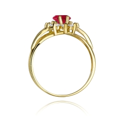 Pierścionek zaręczynowy z żółtego złota z rubinem i diamentami 0,30ct Fire Of Love