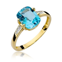 Pierścionek zaręczynowy z żółtego złota z topazem i diamentami 0,03ct Fire Of Love