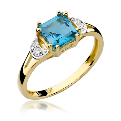 Przejdź do produktu Pierścionek zaręczynowy z żółtego złota z topazem i diamentami 0,06ct Fire Of Love