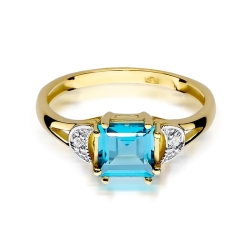 Pierścionek zaręczynowy z żółtego złota z topazem i diamentami 0,06ct Fire Of Love