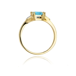 Pierścionek zaręczynowy z żółtego złota z topazem i diamentami 0,06ct Fire Of Love