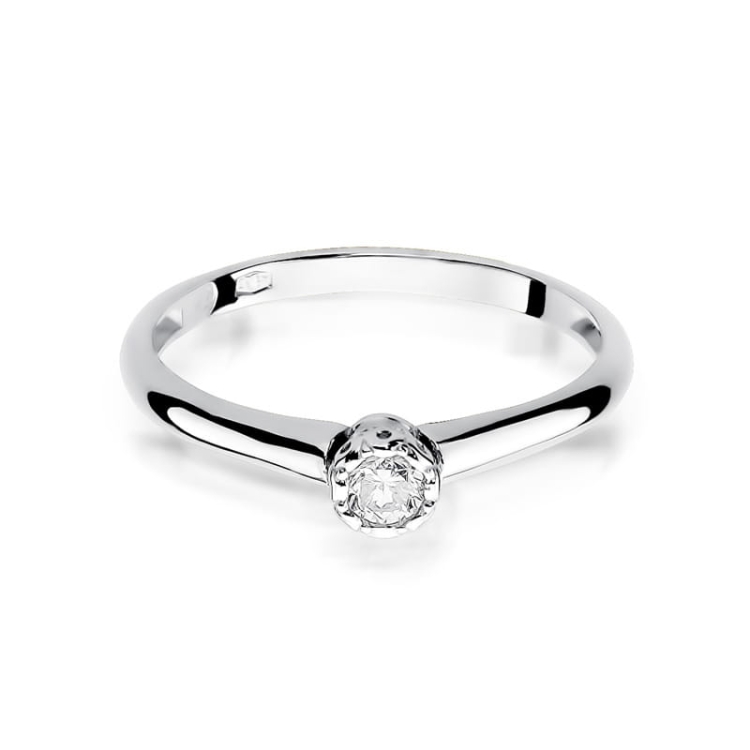 Pierścionek zaręczynowy z białego złota z diamentem 0,13ct Fire Of Love