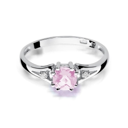 Pierścionek zaręczynowy z białego złota z różowym topazem i diamentami 0,03ct Fire Of Love