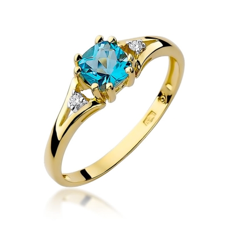 Przejdź do produktu Pierścionek zaręczynowy z żółtego złota z topazem i diamentami 0,03ct Fire Of Love 