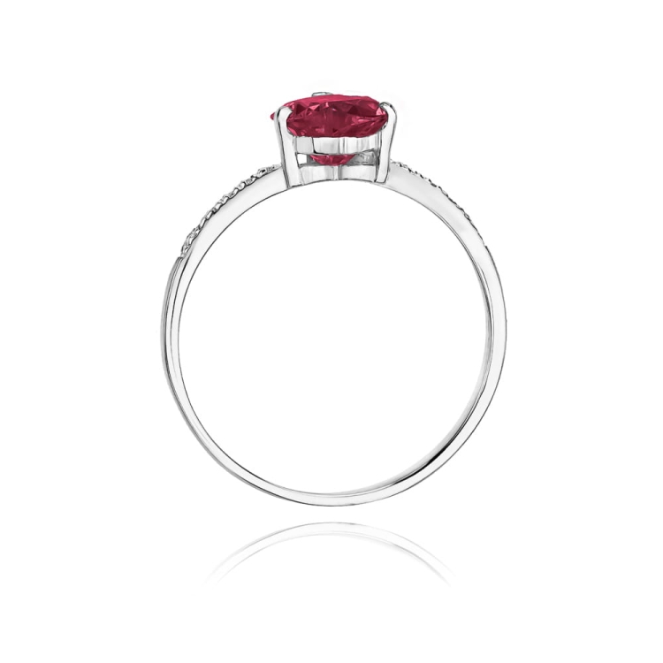 Pierścionek zaręczynowy z białego złota z rubinem i diamentami 0,06ct Fire Of Love