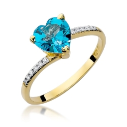 Pierścionek zaręczynowy z żółtego złota z topazem i diamentami 0,06ct Fire Of Love