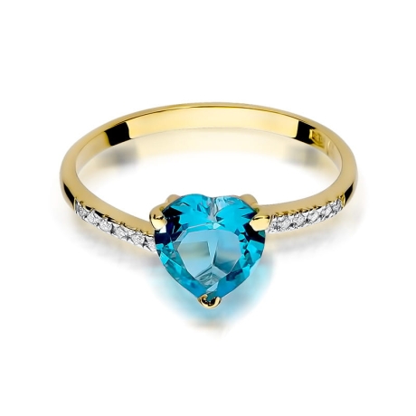 Przejdź do produktu Pierścionek zaręczynowy z żółtego złota z topazem i diamentami 0,06ct Fire Of Love