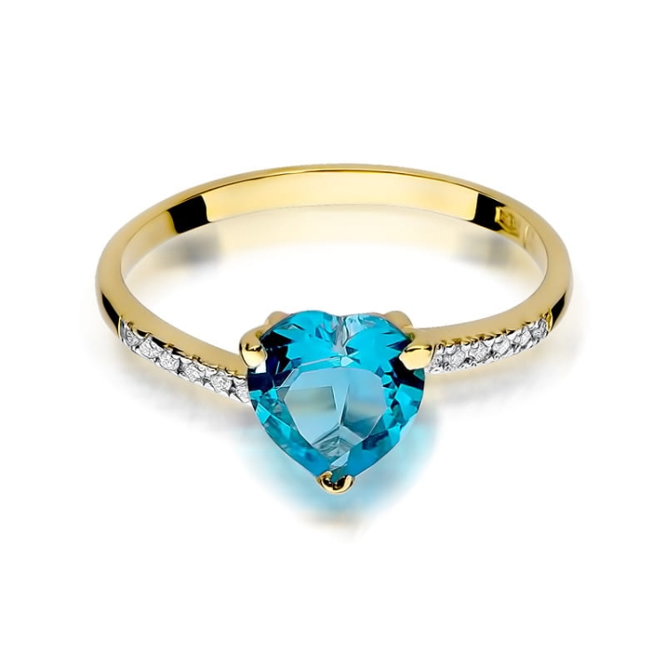 Pierścionek zaręczynowy z żółtego złota z topazem i diamentami 0,06ct Fire Of Love