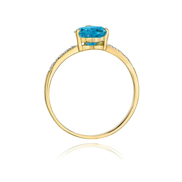 Pierścionek zaręczynowy z żółtego złota z topazem i diamentami 0,06ct Fire Of Love