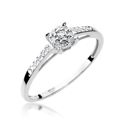 Pierścionek zaręczynowy z białego złota z diamentami 0,12ct Fire Of Love