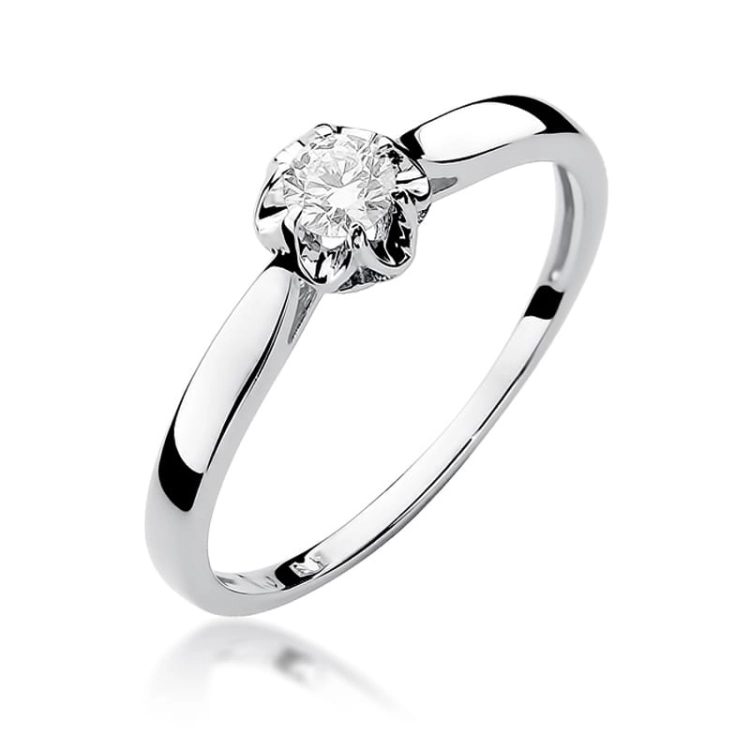 Pierścionek zaręczynowy z białego złota z diamentem 0,15ct Fire Of Love