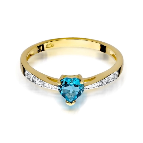 Przejdź do produktu Pierścionek zaręczynowy z żółtego złota z topazem i diamentami 0,03ct Fire Of Love 