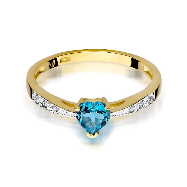 Pierścionek zaręczynowy z żółtego złota z topazem i diamentami 0,03ct Fire Of Love
