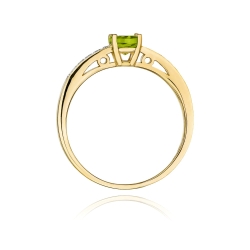 Pierścionek zaręczynowy z żółtego złota z oliwinem i diamentami 0,05ct Fire Of Love