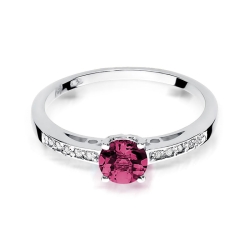Pierścionek zaręczynowy z białego złota z rubinem i diamentami 0,05ct Fire Of Love