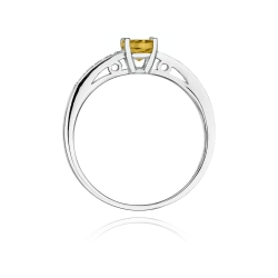 Pierścionek zaręczynowy z białego złota z cytrynem i diamentami 0,05ct Fire Of Love