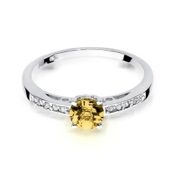 Pierścionek zaręczynowy z białego złota z cytrynem i diamentami 0,05ct Fire Of Love