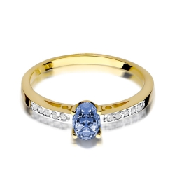 Pierścionek zaręczynowy z żółtego złota z tanzanitem i diamentami 0,05ct Fire Of Love