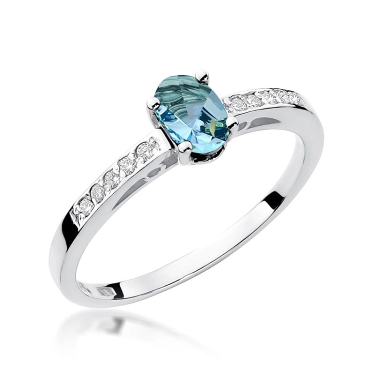 Pierścionek zaręczynowy z białego złota z topazem i diamentami 0,05ct Fire Of Love