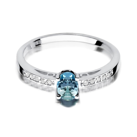 Przejdź do produktu Pierścionek zaręczynowy z białego złota z topazem i diamentami 0,05ct Fire Of Love
