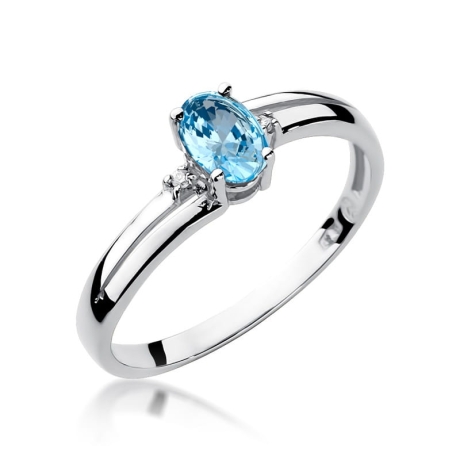 Przejdź do produktu Pierścionek zaręczynowy z białego złota z topazem i diamentami 0,03ct Fire Of Love