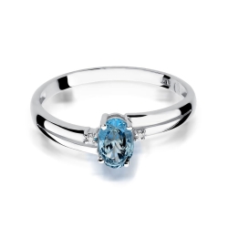 Pierścionek zaręczynowy z białego złota z topazem i diamentami 0,03ct Fire Of Love