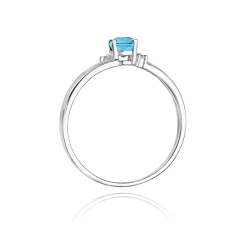 Pierścionek zaręczynowy z białego złota z topazem i diamentami 0,03ct Fire Of Love