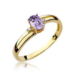 Pierścionek zaręczynowy z żółtego złota z tanzanitem i diamentami 0,03ct Fire Of Love