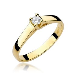 Pierścionek zaręczynowy z żółtego złota z diamentem 0,10ct Fire Of Love