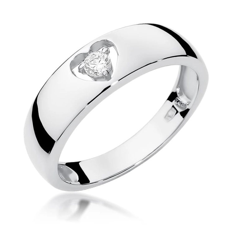 Pierścionek zaręczynowy z białego złota z diamentem 0,10ct Fire Of Love