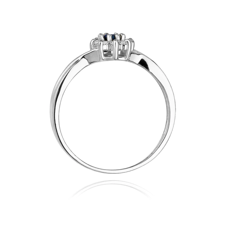 Pierścionek zaręczynowy z białego złota z szafirem i diamentami 0,12ct Fire Of Love