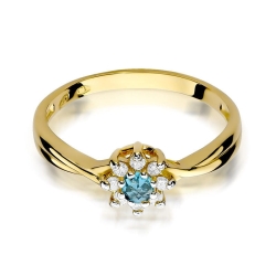 Pierścionek zaręczynowy z żółtego złota z topazem i diamentami 0,12ct Fire Of Love