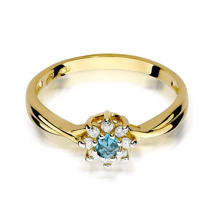 Pierścionek zaręczynowy z żółtego złota z topazem i diamentami 0,12ct Fire Of Love