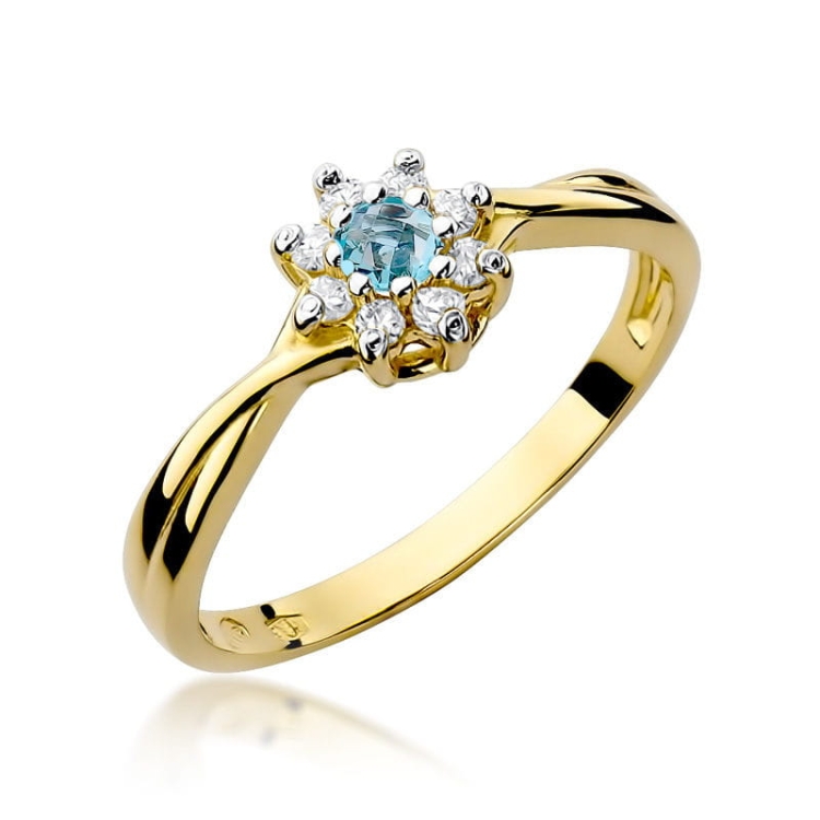 Pierścionek zaręczynowy z żółtego złota z topazem i diamentami 0,12ct Fire Of Love