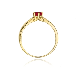 Pierścionek zaręczynowy z żółtego złota z rubinem i diamentami 0,01ct Fire Of Love