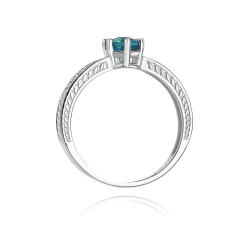 Pierścionek zaręczynowy z białego złota z topazem i diamentami 0,08ct Fire Of Love