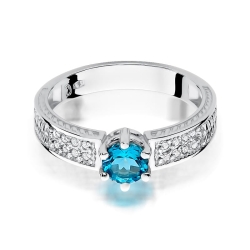 Pierścionek zaręczynowy z białego złota z topazem i diamentami 0,08ct Fire Of Love