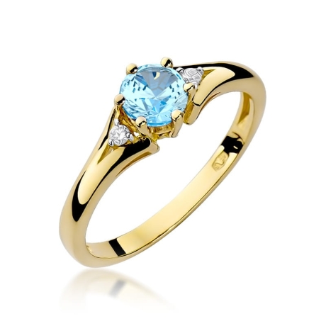 Przejdź do produktu Pierścionek zaręczynowy z żółtego złota z topazem i diamentami 0,03ct Fire Of Love 