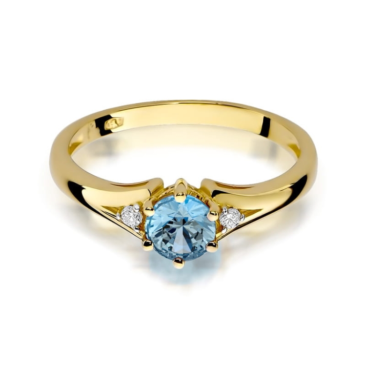 Pierścionek zaręczynowy z żółtego złota z topazem i diamentami 0,03ct Fire Of Love