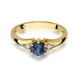 Pierścionek zaręczynowy z żółtego złota z szafirem i diamentami 0,03ct Fire Of Love