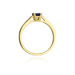 Pierścionek zaręczynowy z żółtego złota z szafirem i diamentami 0,04ct Fire Of Love