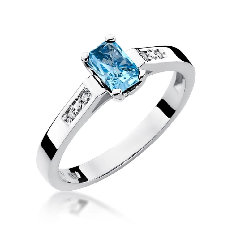 Pierścionek zaręczynowy z białego złota z topazem i diamentami 0,04ct Fire Of Love