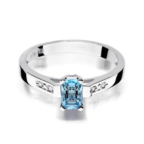 Przejdź do produktu Pierścionek zaręczynowy z białego złota z topazem i diamentami 0,04ct Fire Of Love 